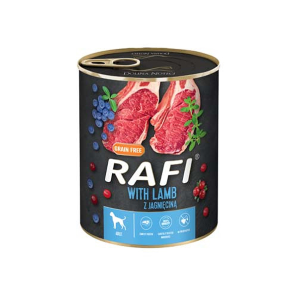 Rafi Adult Pate Bárány Kék és Vörösáfonyával Kutyakonzerv - 800g Rafi Adult Pate Bárány Kék és Vörösáfonyával Kutyakonzerv - 800g