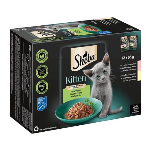 Sheba Kitten Alutasakos Eledel Vegyes Válogatás Mártásban - 12x85g